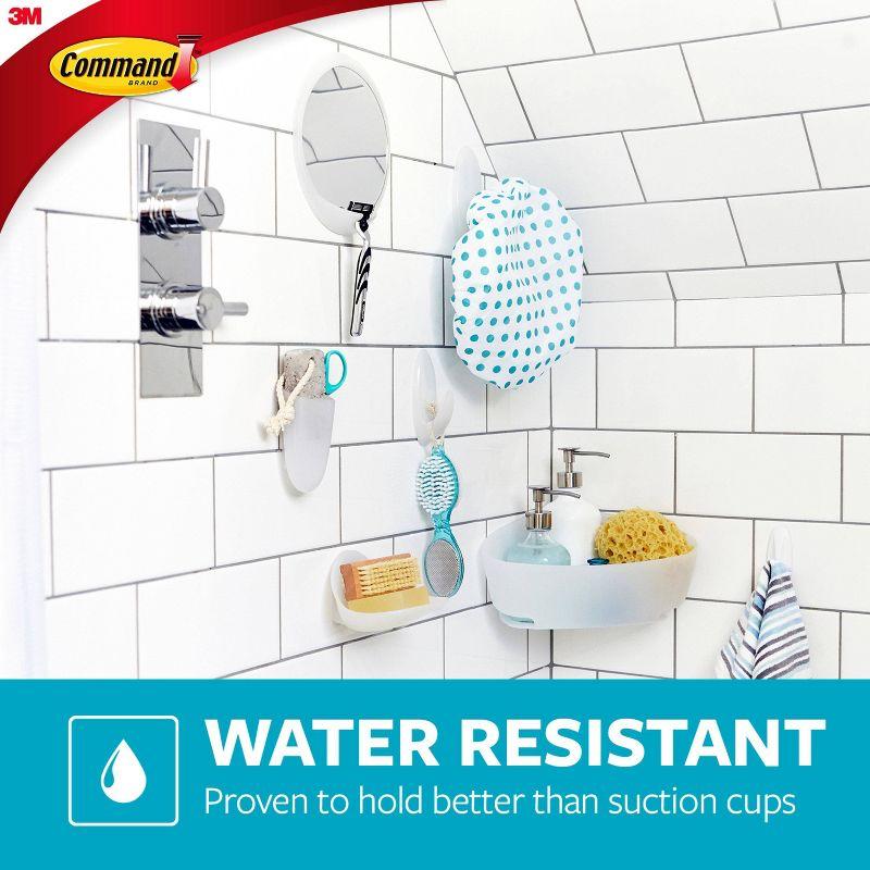 White Plastic Suction Mount Shower Caddy with Water-Resistant Strips