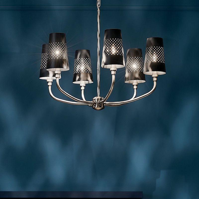 Classic Pewter 6-Light Chandelier with Black Metal Shades