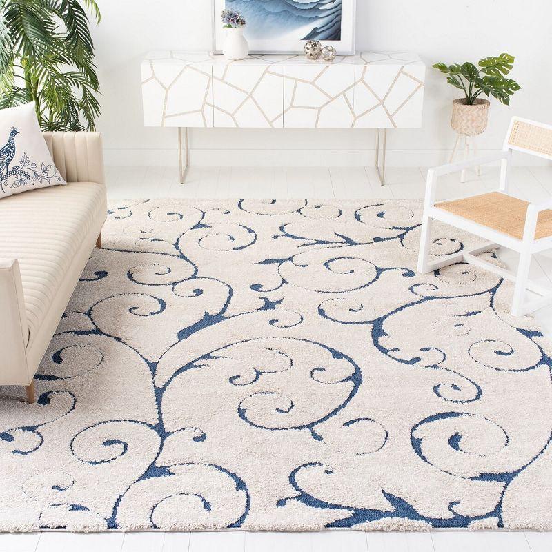 Florida Shag SG455 Power Loomed Indoor Area Rug - Cream/Blue - 9'6"x13' - Safavieh.