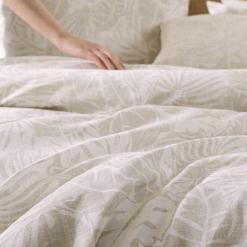 Serene Island King Cotton Bedding Set in White - Reversible 5-Piece