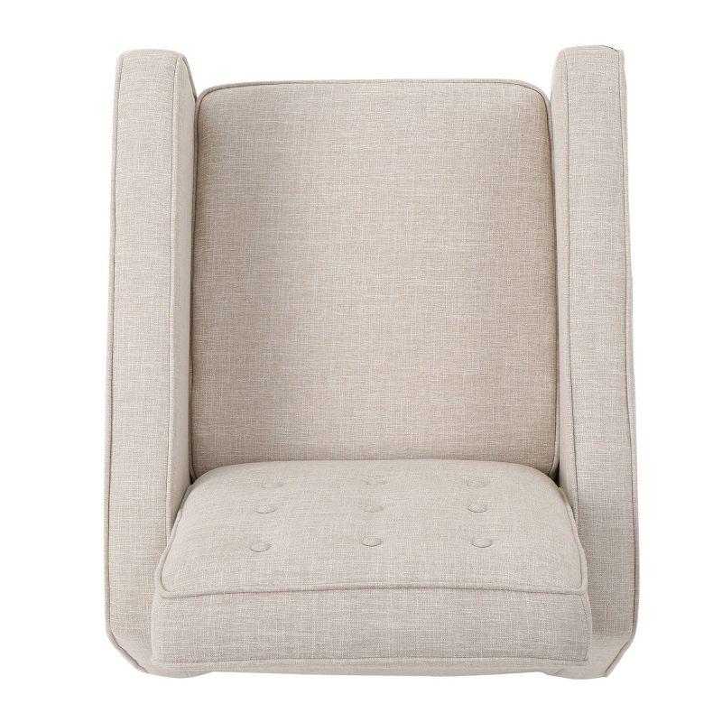 Mervynn Mid-Century Recliner Cream - Christopher Knight Home: Tufted Back, Beech Wood Legs, Polyester Upholstery