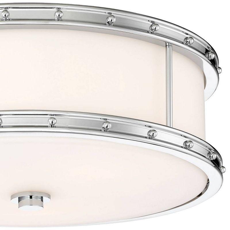 Minka Lavery Modern Ceiling Light Flush Mount Fixture 15 1/2" Chrome LED Etched Opal Glass Shade for Bedroom Kitchen Hallway House