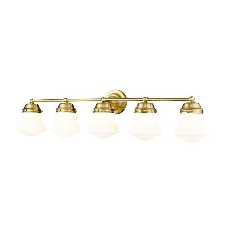 Luxe Gold 5-Light Vanity with Matte Opal Glass