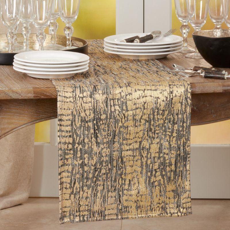 Gold and Black Cotton Animal Foil Print Table Runner