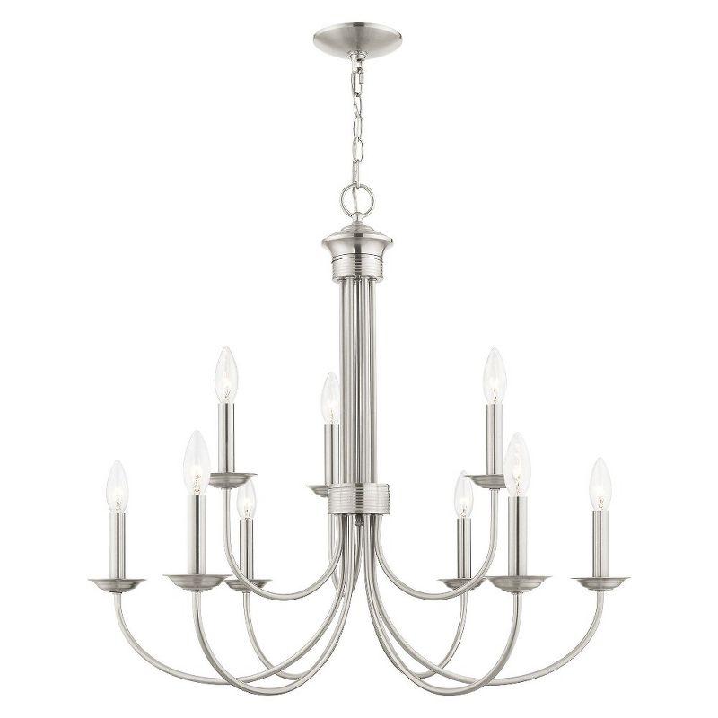 Elegant Brushed Nickel & Crystal 9-Light Traditional Chandelier