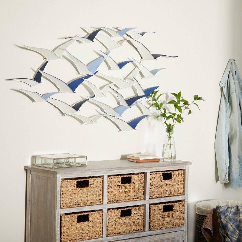 Metal Bird Flying Flock Wall Decor Blue - Olivia & May: Iron Nautical Art, Vertical Orientation, Spot Clean