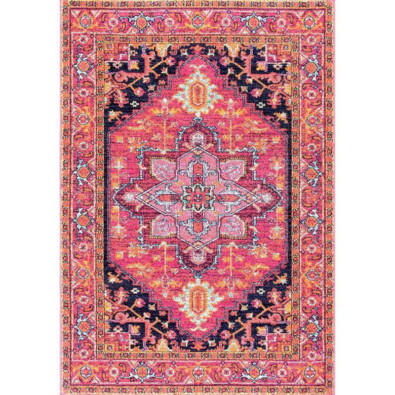 Nuloom Jaclyn Medallion 8x10 Area Rug for Living Room Bedroom Dining Room Kitchen, Hot Pink/Orange