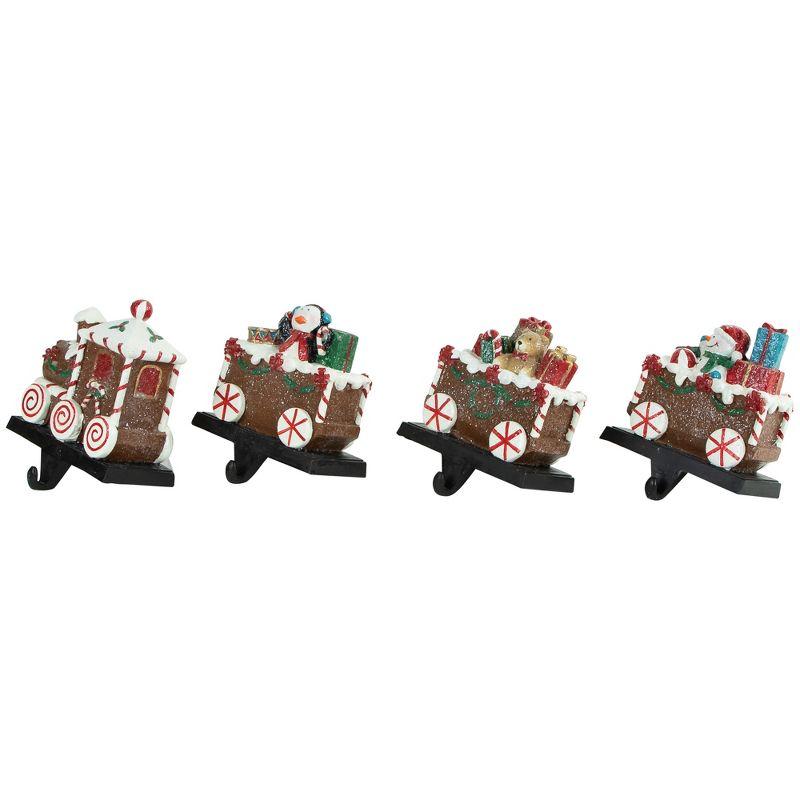 Northlight Set of 4 Gingerbread Train Christmas Stocking Holders 4.75"