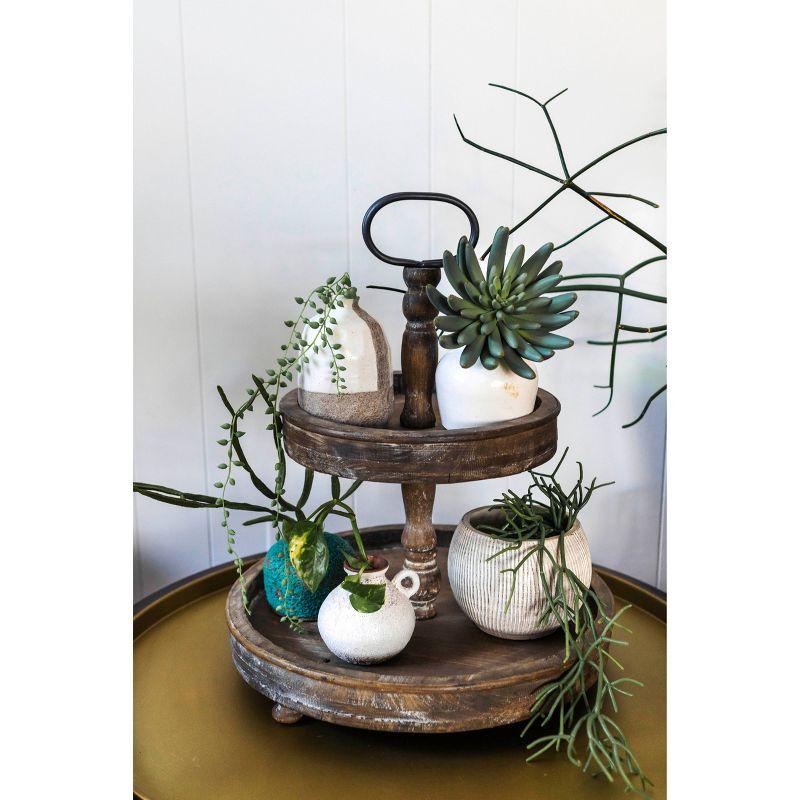 Round Wood 2-Tier Tray - Storied Home