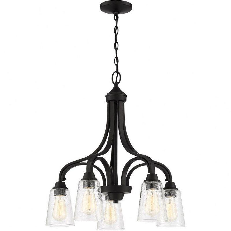 Espresso Nickel 5-Light Chandelier with Clear Bell Shades