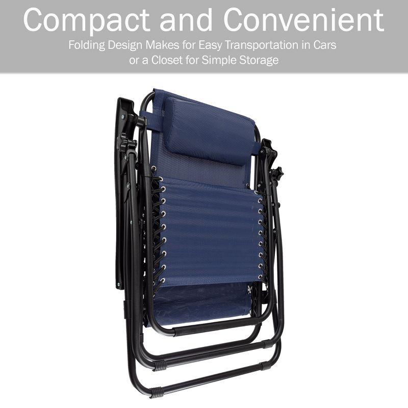 Hastings Home Zero-Gravity Recliner Chairs, Navy Blue, Set of 2