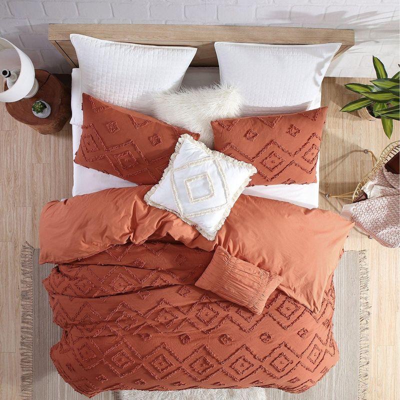 Rukai 100% Cotton Diamond Clip Jacquard 3D Fringe Texture 5-Piece Comforter Set