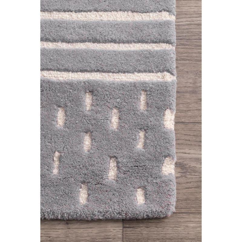 Hand-tufted Striped Gray Wool Kids' Area Rug 4' x 6'