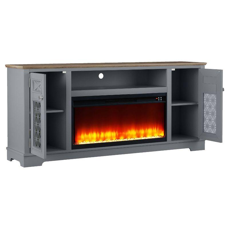 Festivo Farmhouse 70" TV Stand for TVs up to 80" with Fireplace Gray