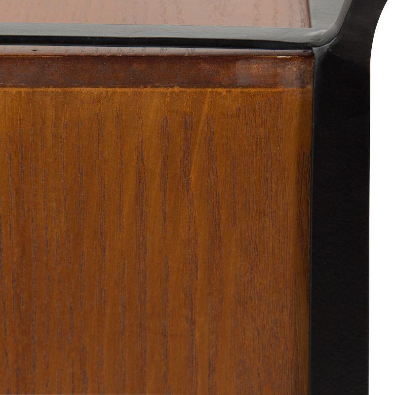 Kate and Laurel Garrod Square Metal Side Table, 18x18x24, Black and Walnut Brown