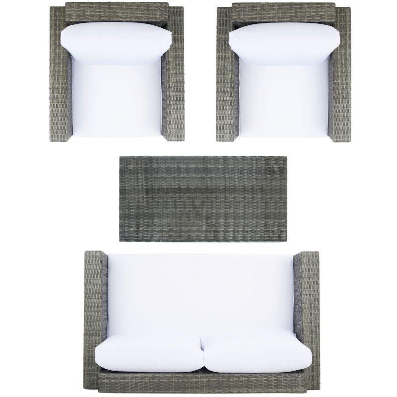 Machie 4Pc Living Set - Indoor/Outdoor - PAT7508 - Grey Brown/White - Safavieh