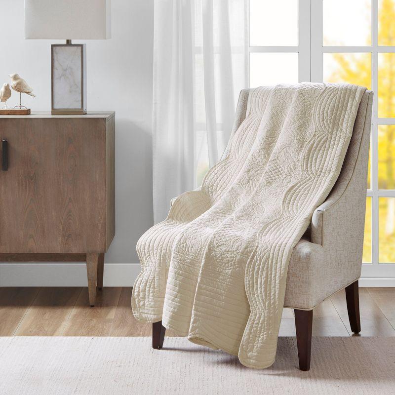 Madison Park Journey Oversized Quilted Throw with Scalloped Edges