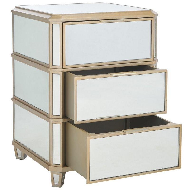 Transitional 3-Drawer Mirrored Nightstand in Transparent Finish