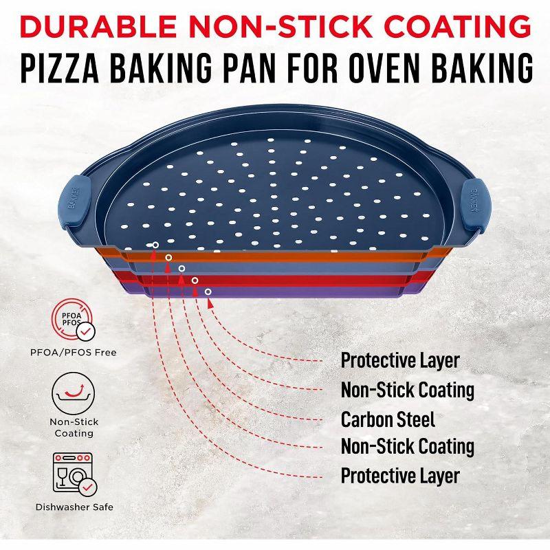 Pizza Pan with silcione Handle - Royal Blue- 2 Pack