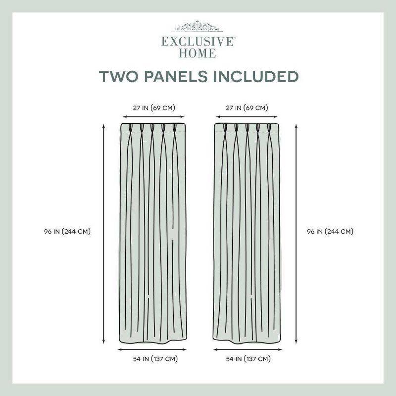 Loha Linen Pinch Pleat Window Curtain Panel Pair Black - Exclusive Home