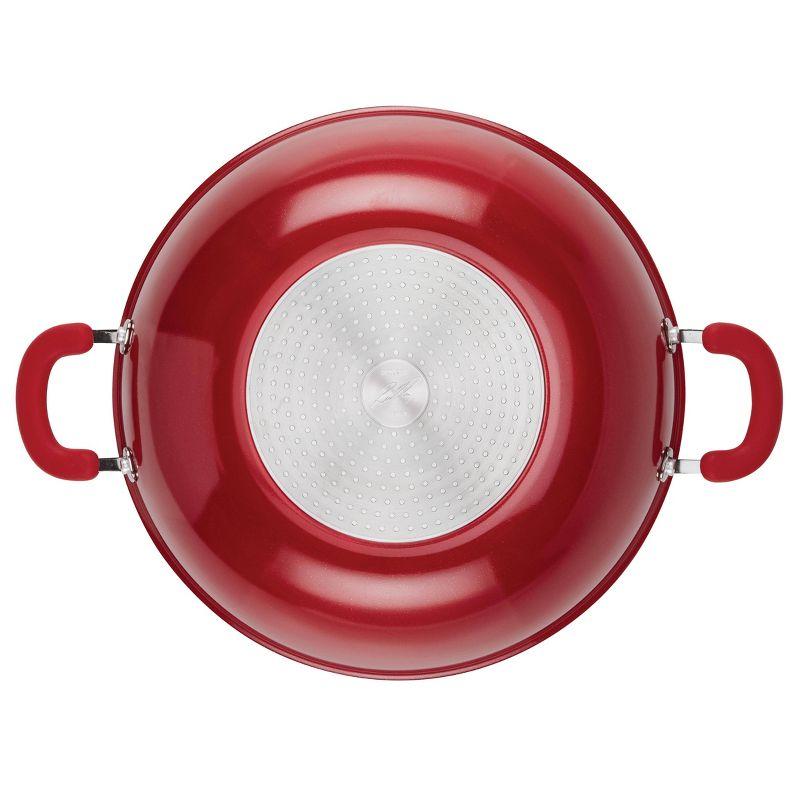 Rachael Ray Create Delicious 14.3" Aluminum Nonstick Wok Red: Dishwasher & Oven Safe, Silicone Handle, Induction Compatible