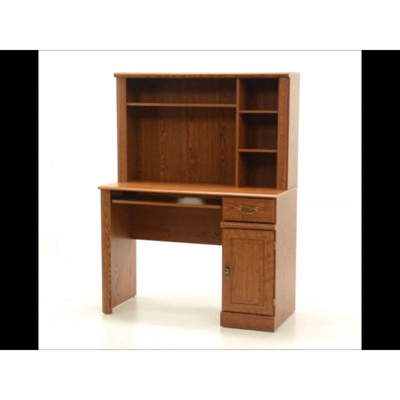 Orchard Hills Computer Desk with Hutch Gray - Sauder: Home Office Workstation, MDF Build, Modern Style