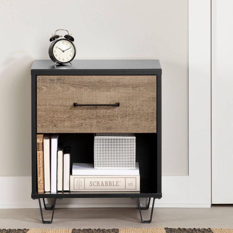 Arlen 1-Drawer Nightstand Weathered Oak and Matte Black