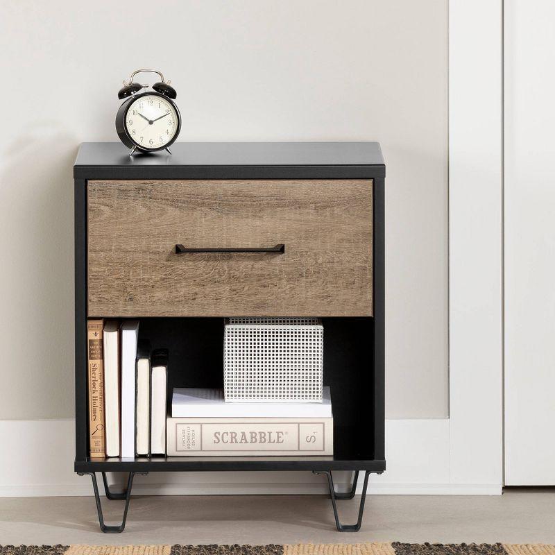 Arlen 1-Drawer Nightstand Weathered Oak and Matte Black