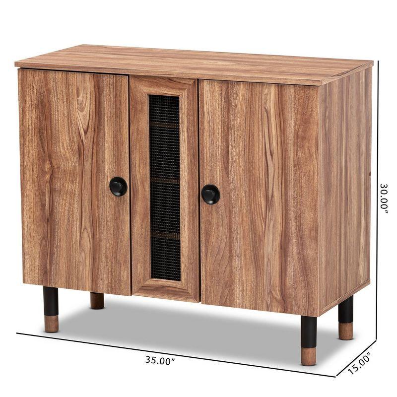 2 Door Valina Wood Entryway Shoe Storage Cabinet Brown - Baxton Studio: Oak Finish, Ventilated, 4 Shelves