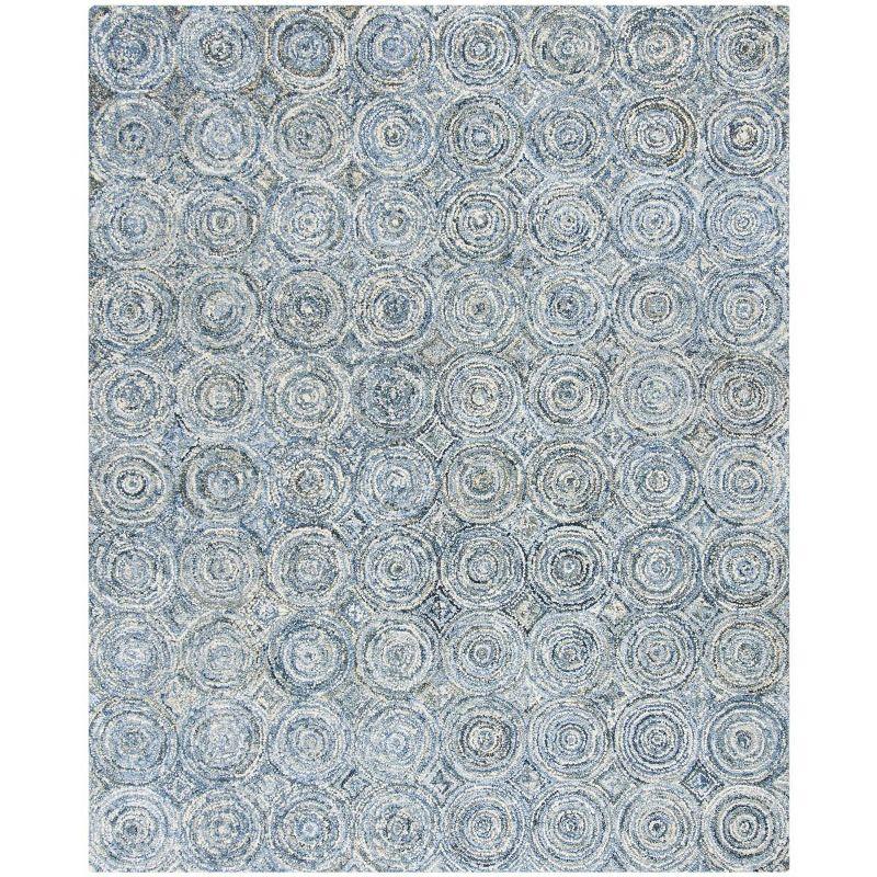 Blue Hand-Tufted Wool and Cotton 8' x 10' Area Rug