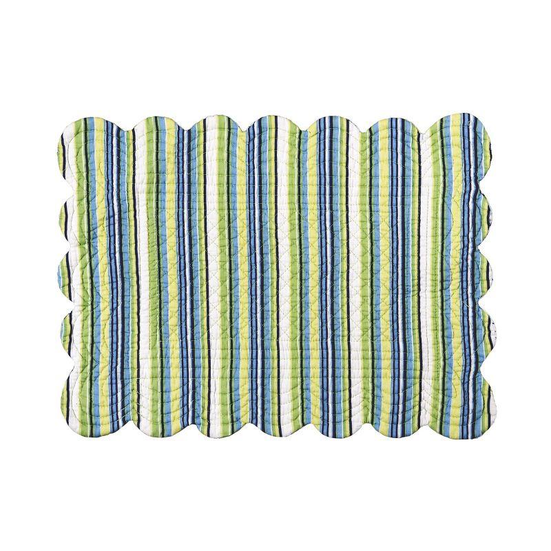 C&F Home 13" x 19" Fenwick Isle Green Rectangle Cotton Quilted Scalloped Coastal Placemats Set of 6