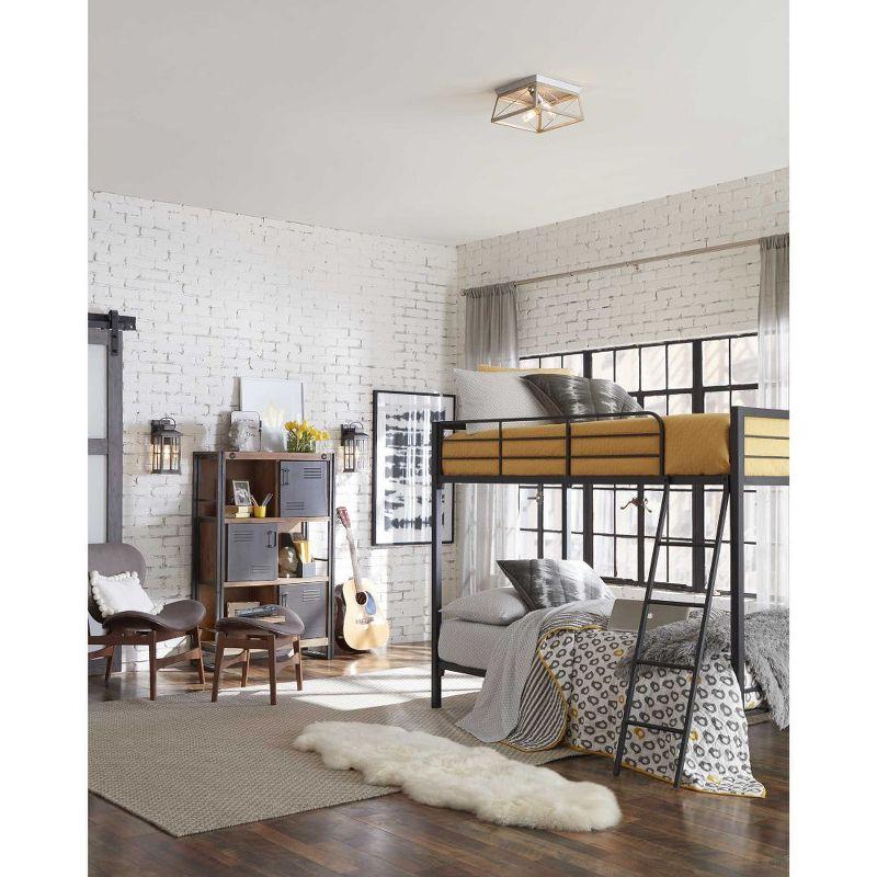 Progress Lighting Briarwood 2-Light Flush Mount, Graphite Finish, Faux-Painted Wood Enclosure, Canopy Included