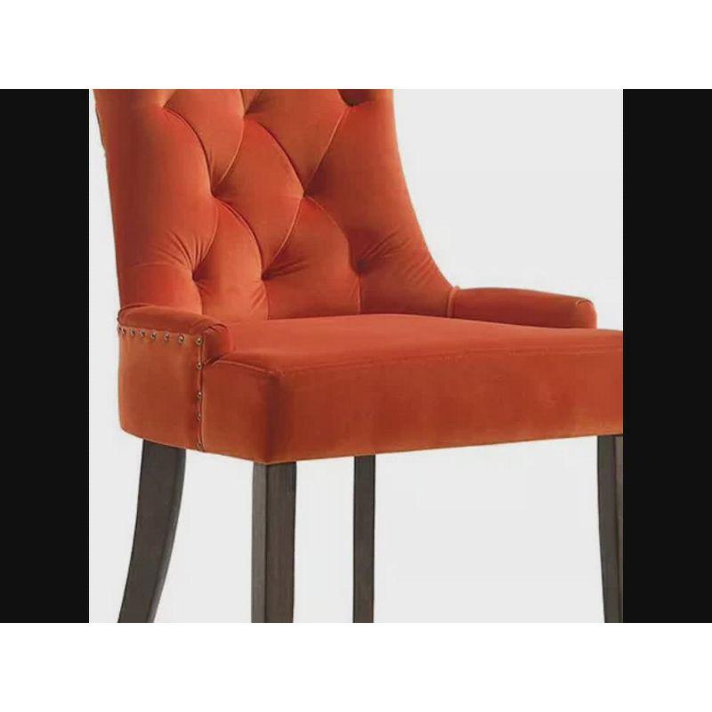 22" Farren Accent Chair Green Velvet/Espresso Finish - Acme Furniture: Linen Upholstery, Nailhead, Tufted Back