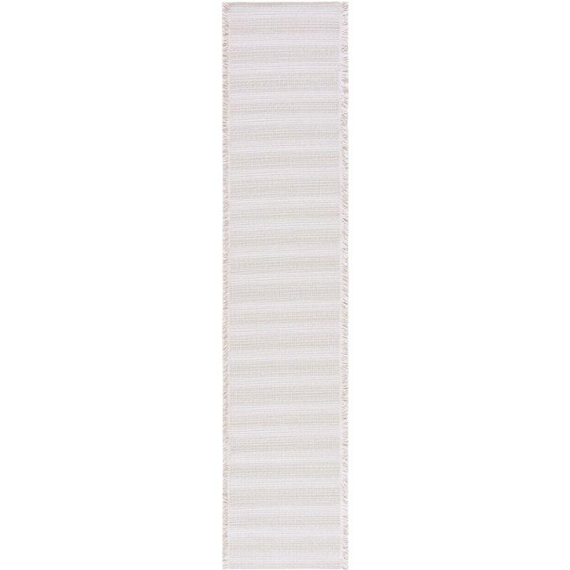 Augustine Ivory/Beige Striped Synthetic 2' x 9' Runner Rug