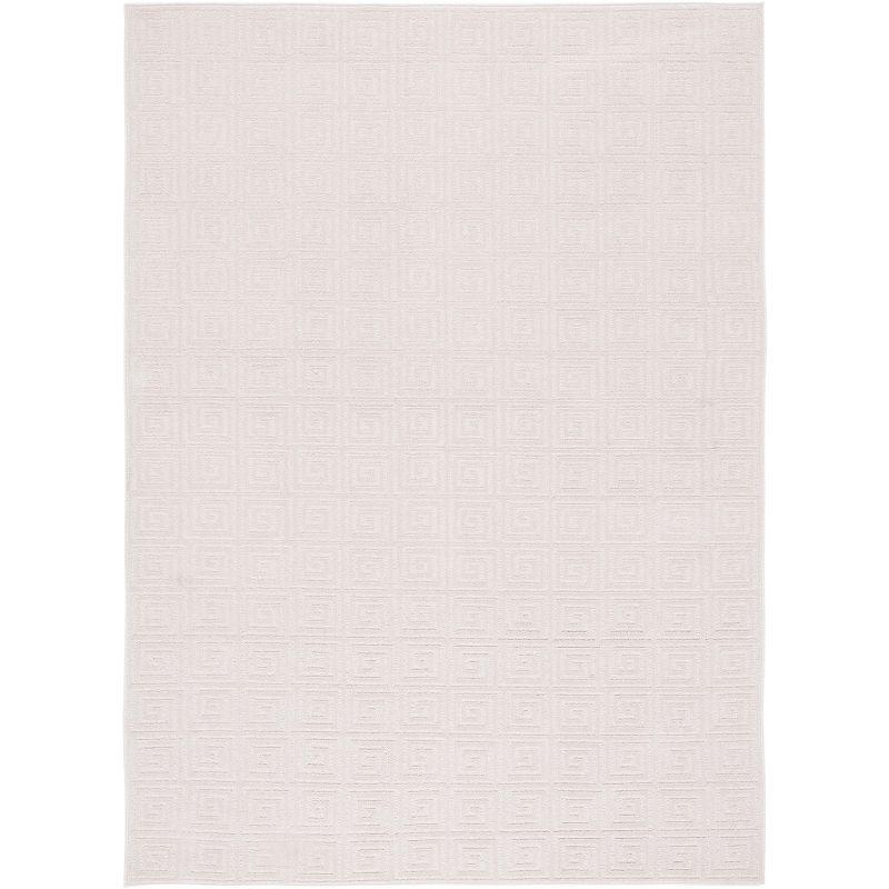 Ivory Hand-knotted Rectangular Synthetic Rug, 58x16