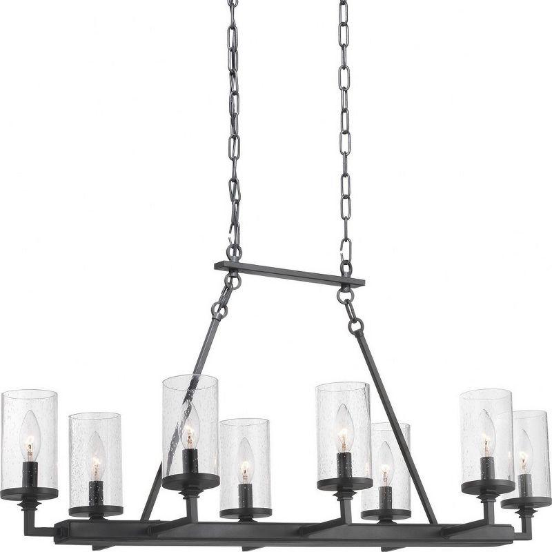 Gresham Graphite 8-Light Taper Candle Chandelier with Seeded Glass Shades