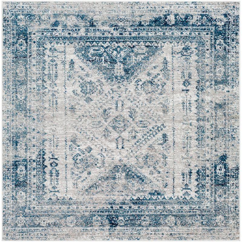 Livabliss 6'7" Square Melissa Traditional Rugs Blue: Medium Pile, Stain & Fade-Resistant, Indoor Use, 100% Polypropylene