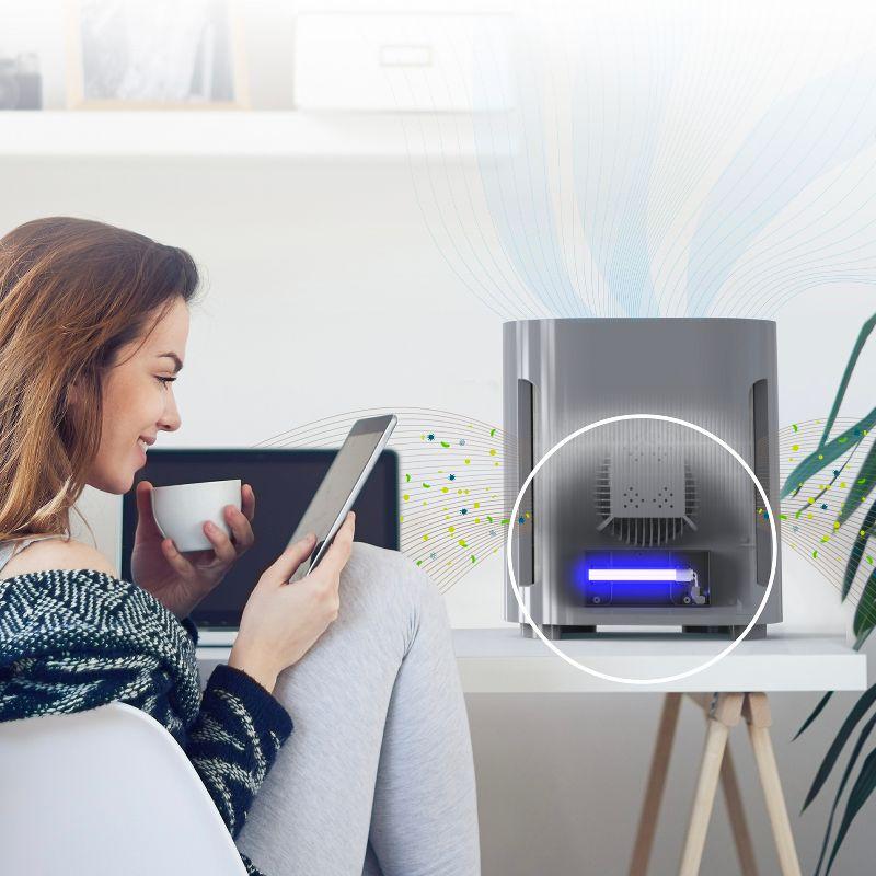 Pure Enrichment Pure Zone 3-in-1 True HEPA Air Filter Mist: Electric Air Purifier, Captures Dust & Smoke, ETL Listed, Gray