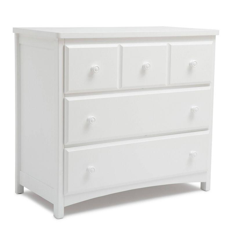 White 3-Drawer Nursery Dresser with Gold Finish