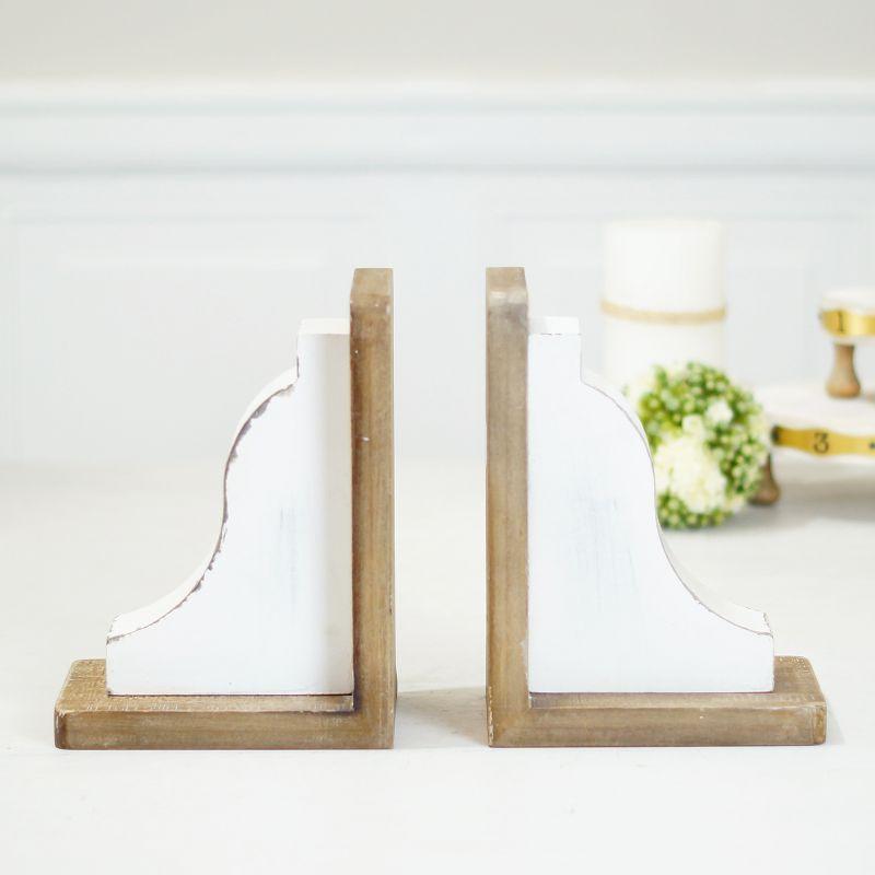 Ophelia & Co. VIP Wood 8 in. White Traditional Bookends Set of 2 | Wayfair