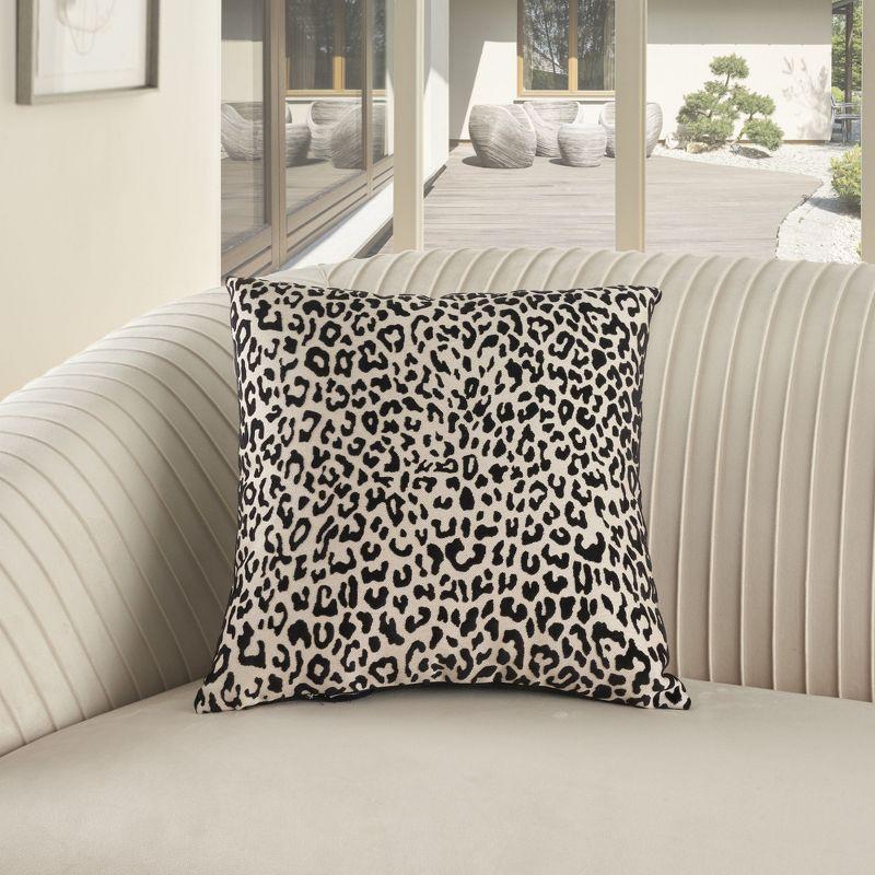 Sofia Jacquard Leopard Velvet 18" x 18" Black Throw Pillow