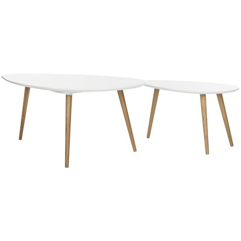 Saffron Split Coffee Table - White/Oak - Safavieh