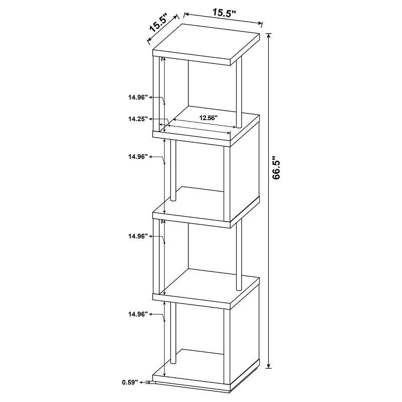 Baxter 4 Shelf Zig Zag Bookcase with Chrome Details - Coaster