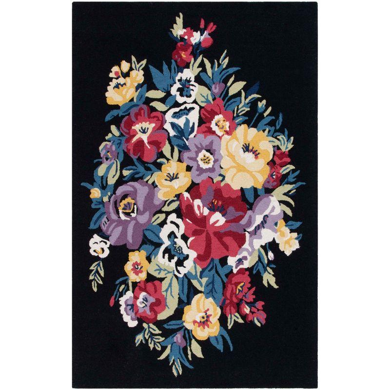 Chelsea Country Floral Black/Rose Wool 3' x 5' Rug