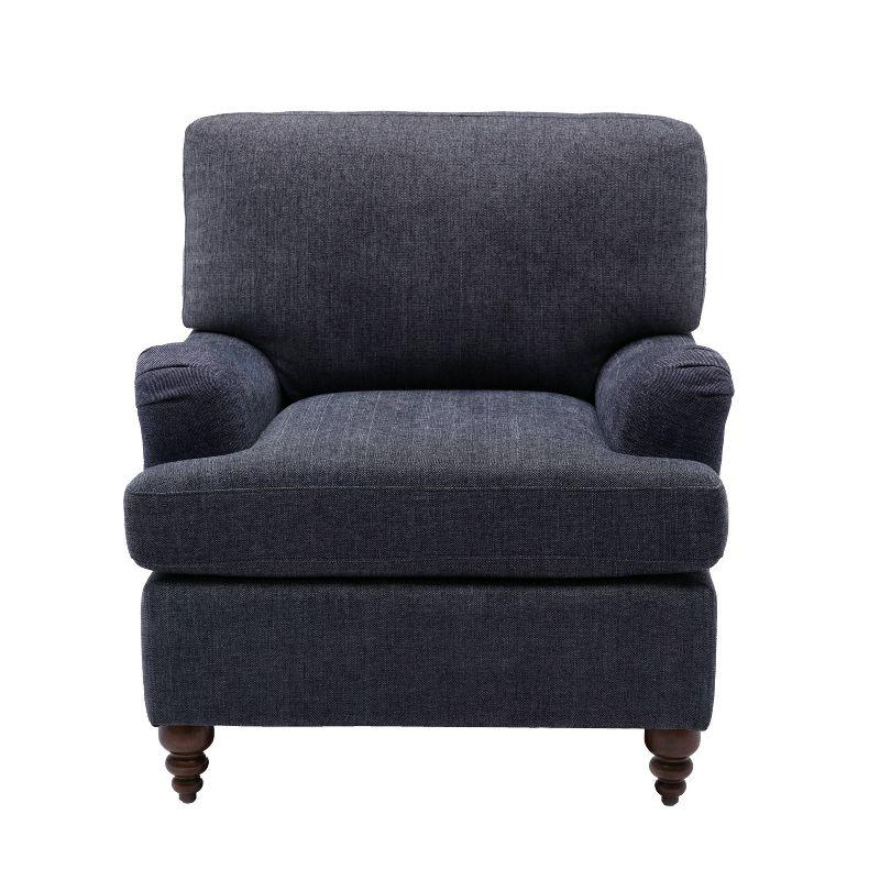 Clarendon Navy Blue Traditional Accent Chair with Walnut Legs