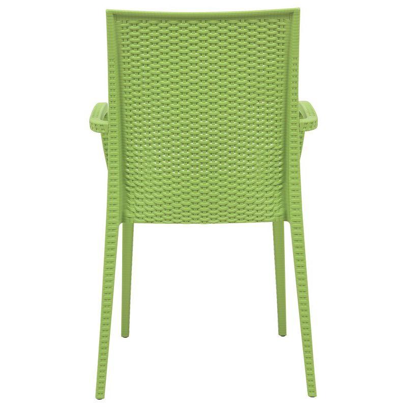 LeisureMod Mace Modern Dining Arm Chair for Indoor and Outdoor Home in Green