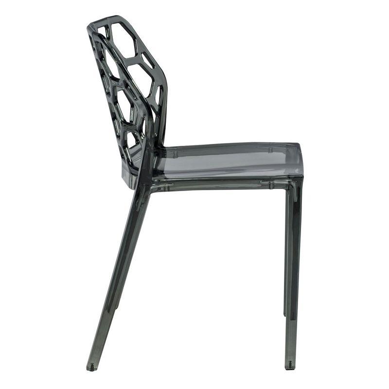 LeisureMod Dynamic Modern Plastic Dining Chair Set of 2 (Transparent Black)