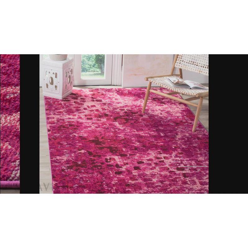 Boho Chic Pink Abstract 3' Square Synthetic Accent Rug