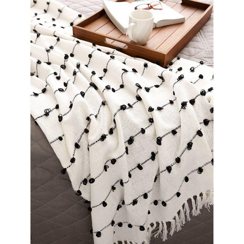 50"x60" Woven Loop Throw Blanket Off-White - Design Imports: Cotton, Hypoallergenic, Machine Washable