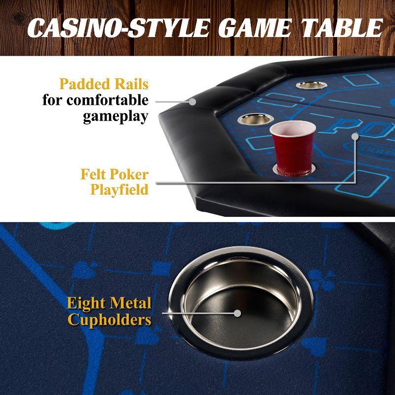 Barrington 48-in Poker Table with Folding Legs and Drink Holders for 8 Players